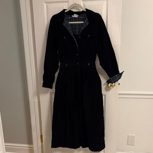 Vintage Talbots Black Long Sleeve Dress with Plaid Accents